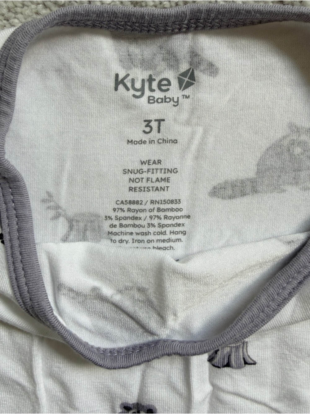 KYTE BABY Toddler Pajamas Size 3T Raccoon - Picture 2 of 2